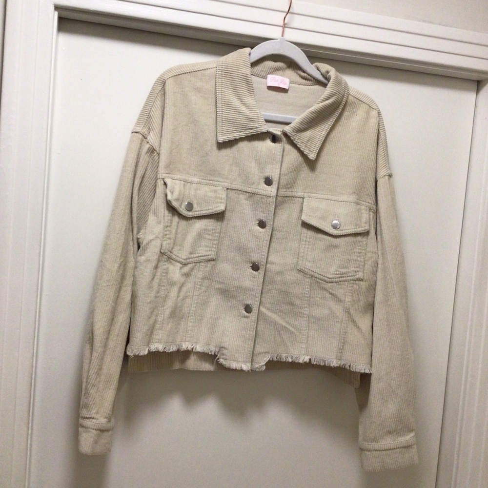 Womens Pink Lily Raw Hem Corduroy Jacket